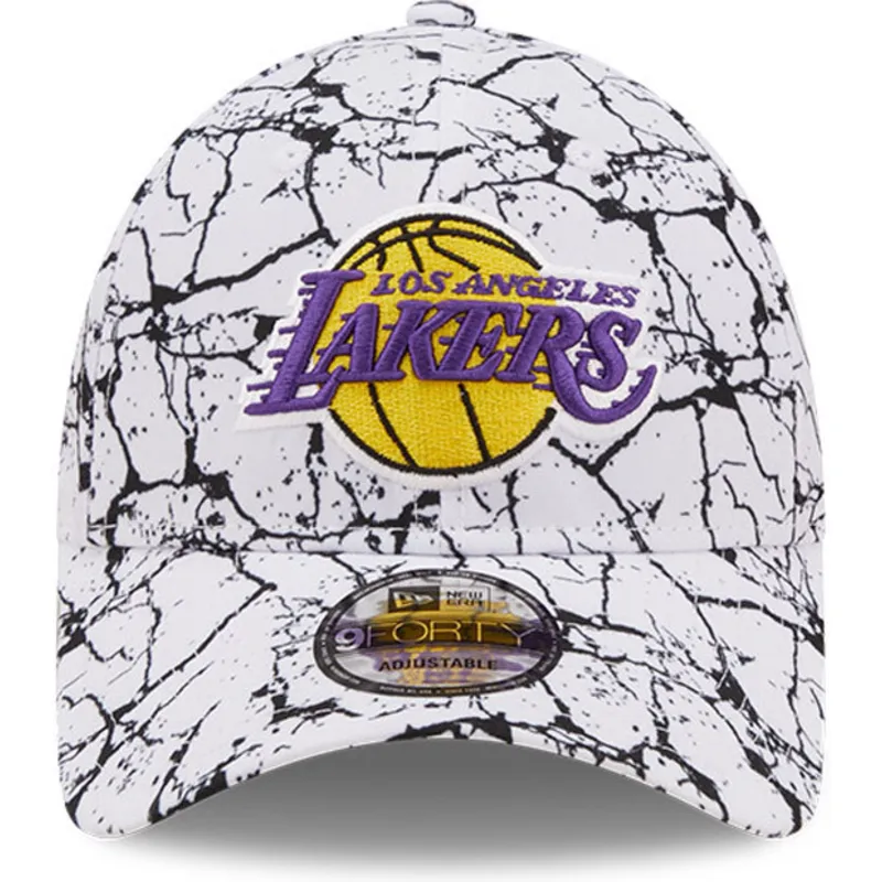 cappelli-curva-bianco-cinghia-regolabile-9forty-marble-dei-los-angeles-lakers-nba-di-new-era