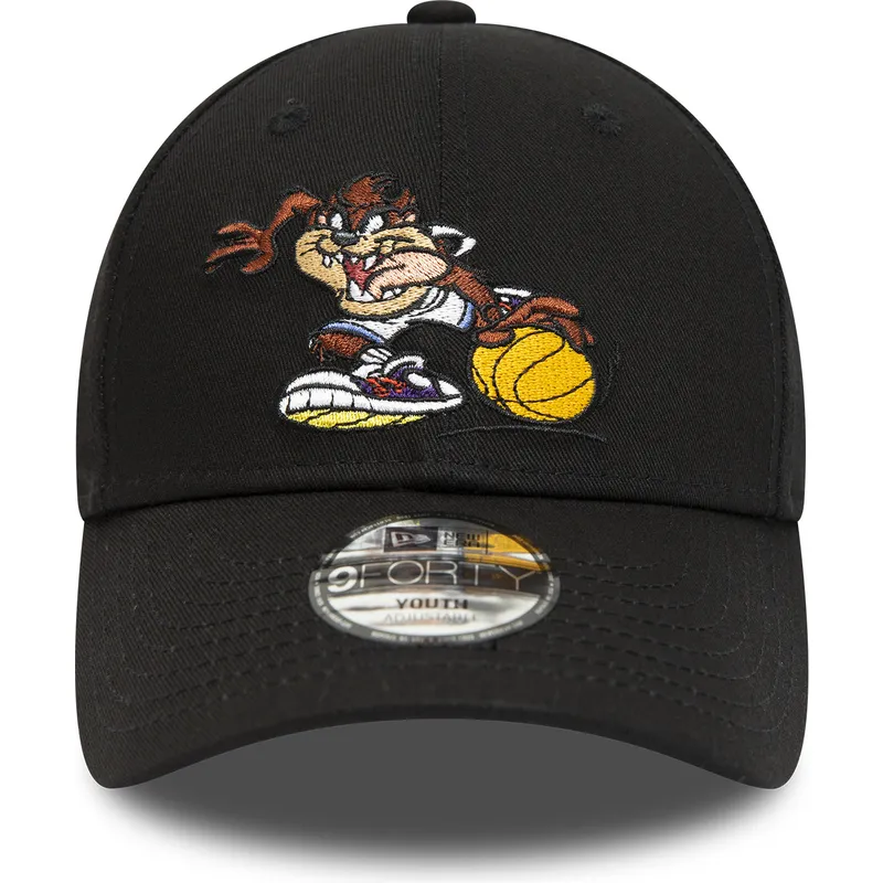 mutzen-gebogen-schwarz-verstellbares-band-fur-kinder-9forty-sporty-de-diablo-der-tasmania-looney-tunes-von-new-era