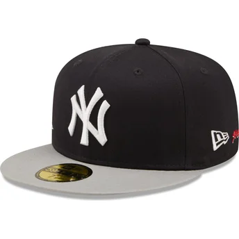 Cappellino piatto blu navy e grigio aderente 59FIFTY Team City Patch dei New York Yankees MLB di New Era