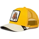 gorra-trucker-amarilla-y-blanca-dinosaurio-stegosaurus-defense-roofed-lizard-the-farm-de-goorin-bros