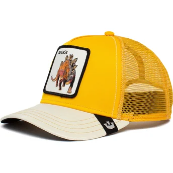 gorra-trucker-amarilla-y-blanca-dinosaurio-stegosaurus-defense-roofed-lizard-the-farm-de-goorin-bros