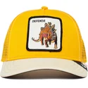 gorra-trucker-gialla-e-bianca-dinosauro-stegosaurus-defense-roofed-lizard-the-farm-di-goorin-bros