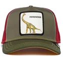 gorra-trucker-verde-e-rossa-dinosauro-diplodocus-herbivore-thunder-lizard-the-farm-di-goorin-bros