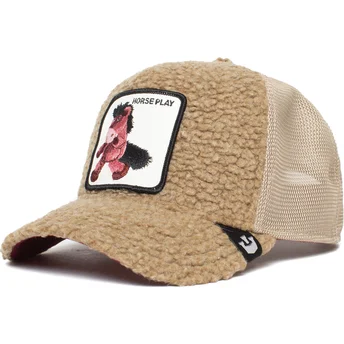 goorin-bros-kinder-trucker-cap-aus-braunem-sherpa-mit-pluschpferd-horse-play-little-horsey-the-farm