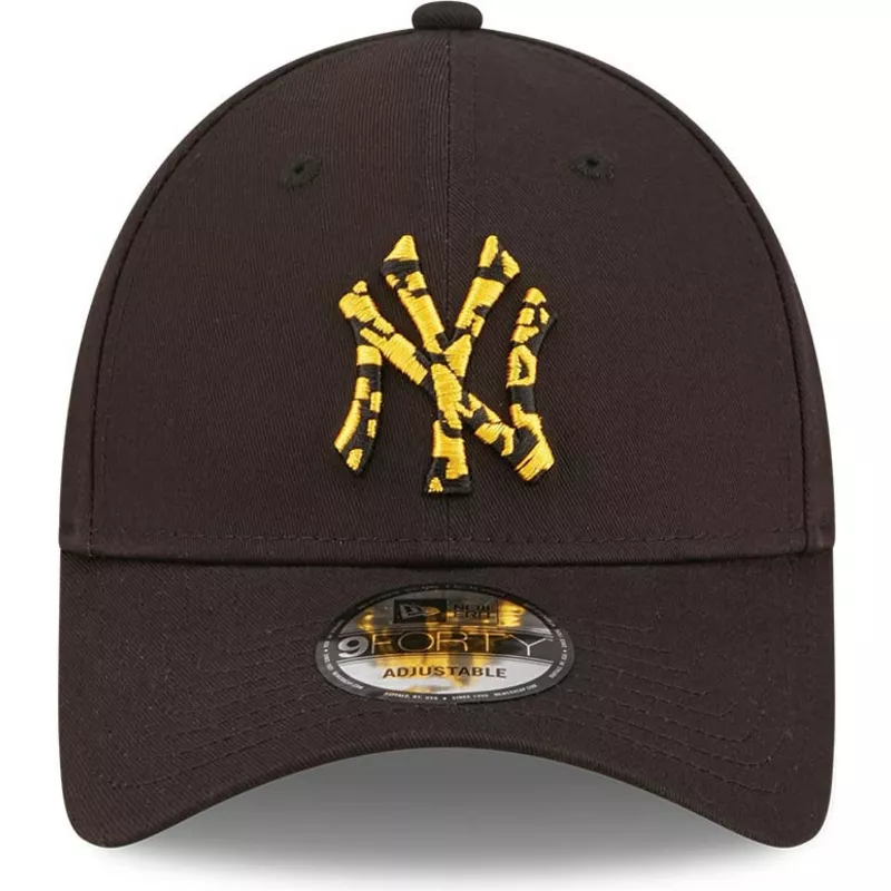 new-era-curved-brim-yellow-logo-9forty-seasonal-infill-new-york-yankees-mlb-black-adjustable-cap