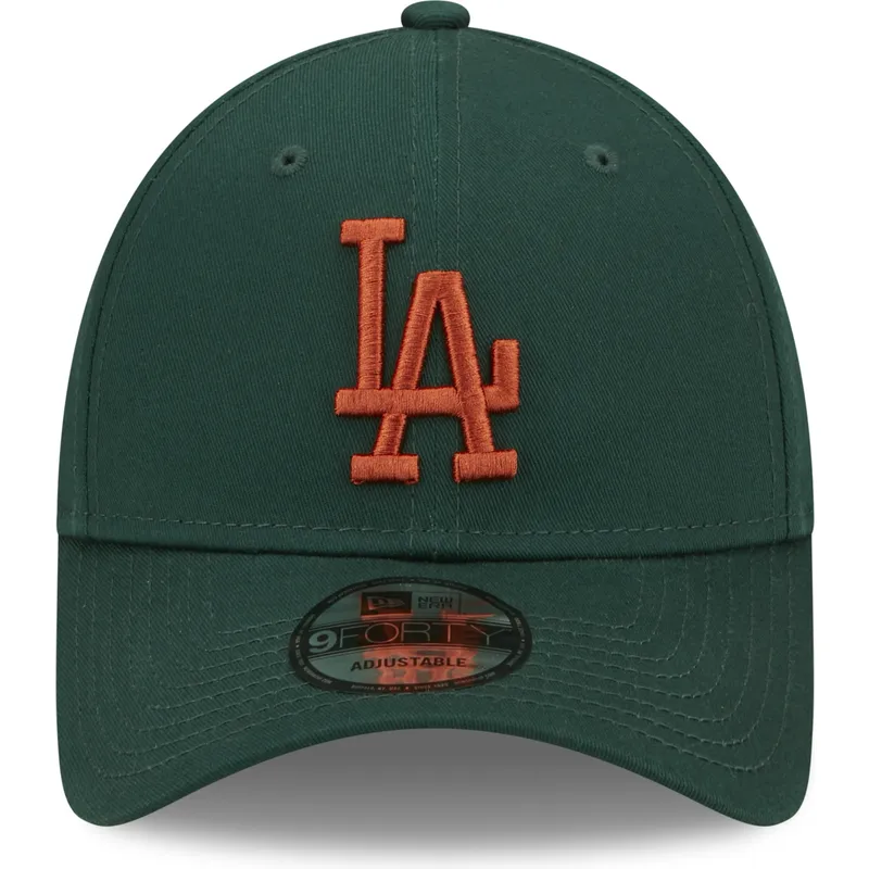 cappelli-curva-verde-cinghia-regolabile-marron-9forty-league-essential-dei-los-angeles-dodgers-mlb-di-new-era