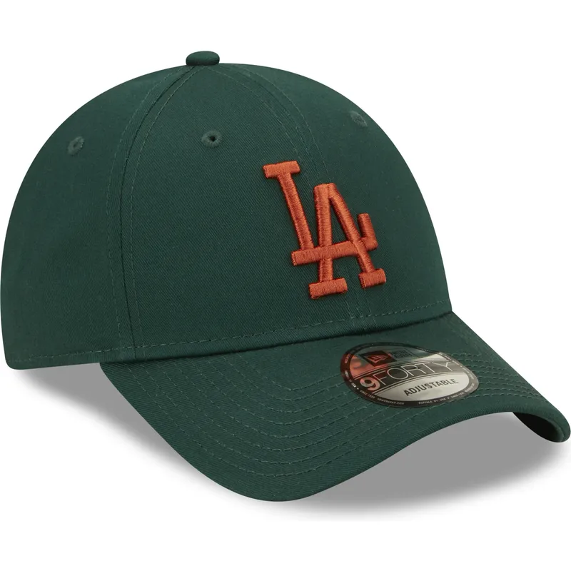 cappelli-curva-verde-cinghia-regolabile-marron-9forty-league-essential-dei-los-angeles-dodgers-mlb-di-new-era