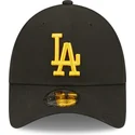 casquette-courbee-noire-ajustable-avec-logo-jaune-9forty-league-essential-los-angeles-dodgers-mlb-new-era