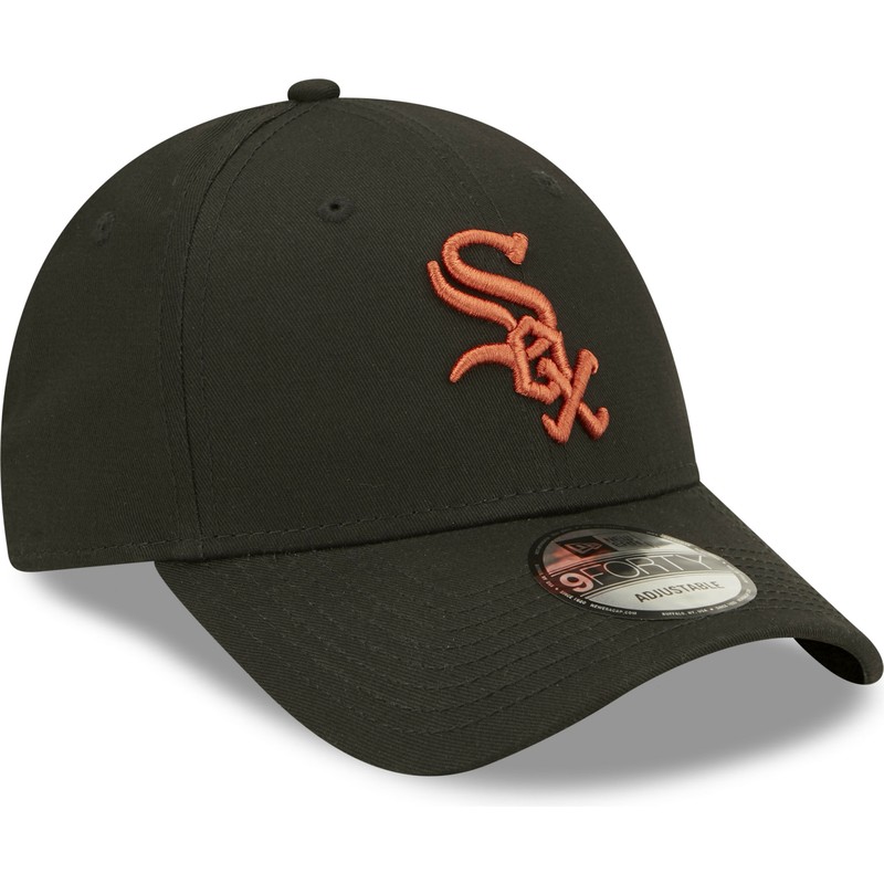 new-era-curved-brim-brown-logo-9forty-league-essential-chicago-white-sox-mlb-black-adjustable-cap