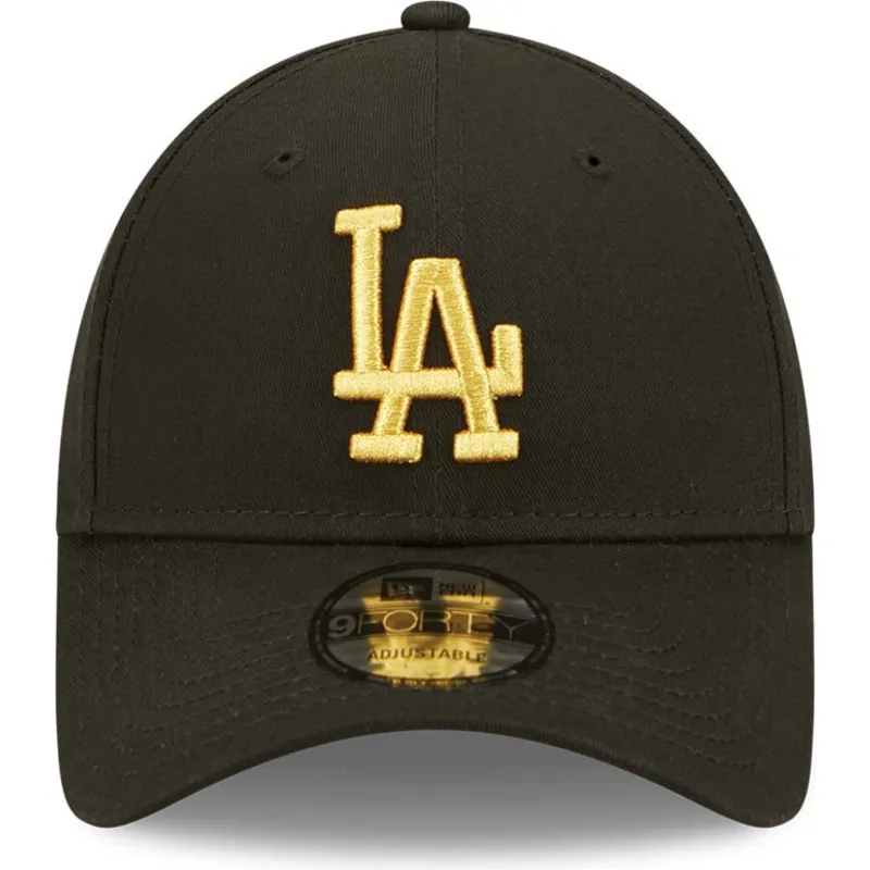 mutzen-gebogen-schwarz-verstellbares-band-dorado-9forty-metallic-der-los-angeles-dodgers-mlb-von-new-era