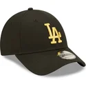 mutzen-gebogen-schwarz-verstellbares-band-dorado-9forty-metallic-der-los-angeles-dodgers-mlb-von-new-era
