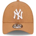 mutzen-gebogen-braun-verstellbares-band-9forty-the-league-melton-wool-der-new-york-yankees-mlb-von-new-era