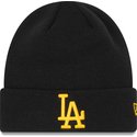 new-era-yellow-logo-league-essential-cuff-los-angeles-dodgers-mlb-black-beanie
