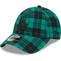cappello-curvo-verde-scuro-regolabile-con-logo-nero-9forty-plaid-dei-los-angeles-dodgers-mlb-di-new-era