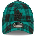 cappello-curvo-verde-scuro-regolabile-con-logo-nero-9forty-plaid-dei-los-angeles-dodgers-mlb-di-new-era