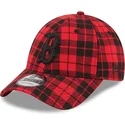 cappelli-curva-rosso-cinghia-regolabile-negro-9forty-plaid-dei-boston-red-sox-mlb-di-new-era