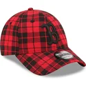 cappellino-curvo-rosso-regolabile-con-logo-nero-9forty-plaid-dei-boston-red-sox-mlb-di-new-era
