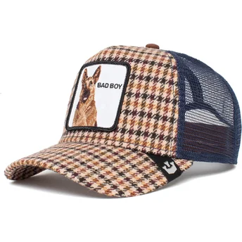 cappello-trucker-beige-e-blu-cane-pastore-tedesco-bad-boy-big-bad-woof-the-farm-di-goorin-bros