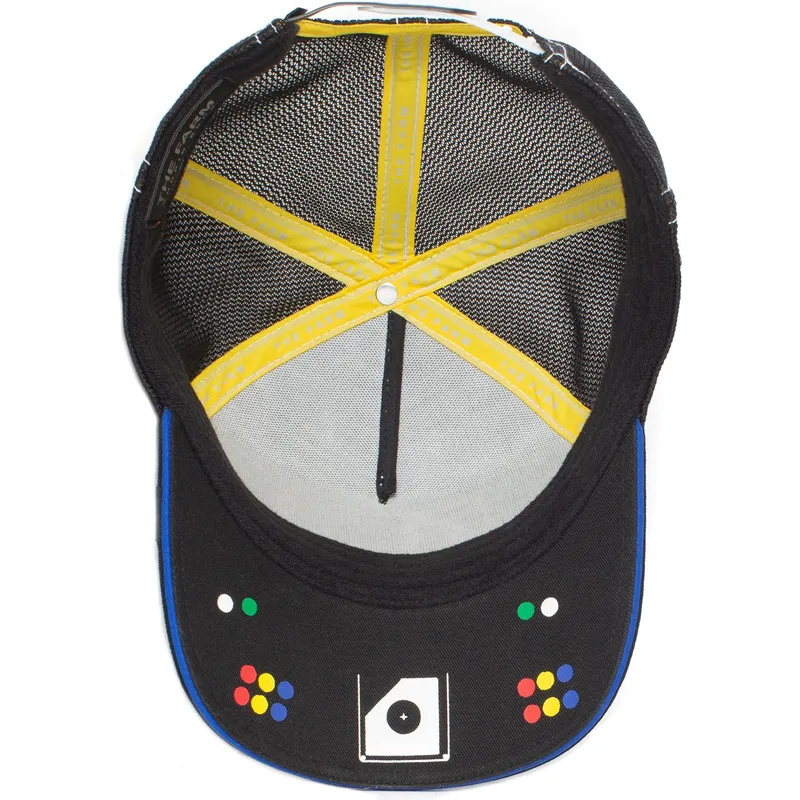 czapka-trucker-czarna-i-niebieska-zaba-big-mouth-puck-yeah-the-farm-od-goorin-bros