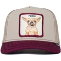 cappellino-trucker-beige-e-granata-con-chihuahua-fierce-yo-quiero-the-farm-di-goorin-bros