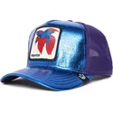 cappellino-trucker-blu-e-viola-pesce-combattente-siamese-fighter-blue-light-metallic-the-farm-di-goorin-bros