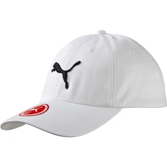 Gorra curva blanca ajustable con logo negro Essentials Big Cat de Puma