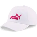 cappellino-bianco-regolabile-con-visiera-curva-e-logo-rosso-essentials-di-puma