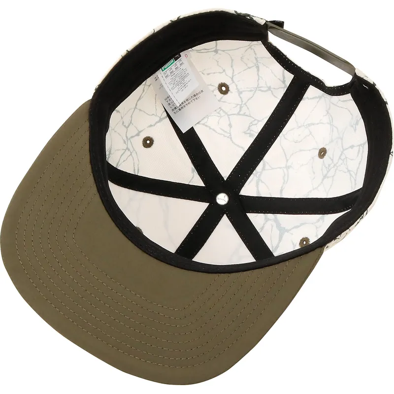 cappello-snapback-bianco-e-verde-a-visiera-piatta-ls-colour-block-di-puma