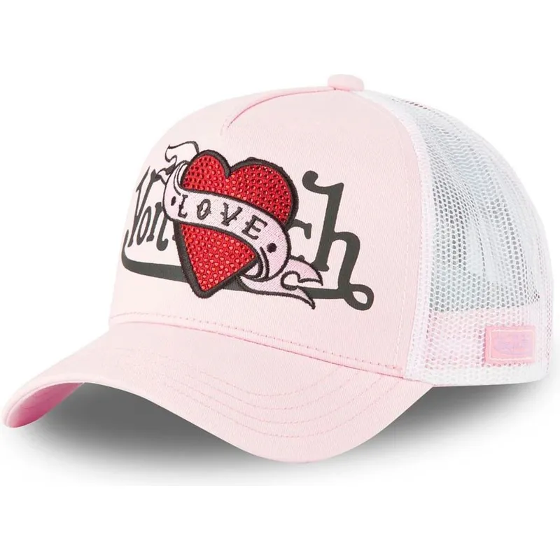 lyserod-trucker-kasket-love-lovu-lp-fra-von-dutch