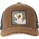 cappellino-trucker-marrone-in-pelliccia-di-pecora-diavolo-della-tasmania-fur1-taz2-looney-tunes-di-capslab