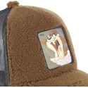 cappellino-trucker-marrone-in-pelliccia-di-pecora-diavolo-della-tasmania-fur1-taz2-looney-tunes-di-capslab