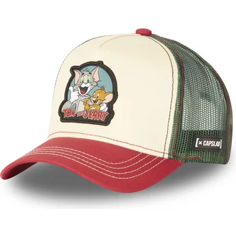 Beige, grön och röd trucker-keps Tom och Jerry TJ2 Looney Tunes från Capslab