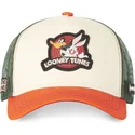 gorra-trucker-beige-verde-e-arancione-bugs-bunny-e-daffy-duck-lo2-looney-tunes-di-capslab