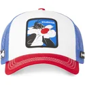 capslab-looney-tunes-silvestre-sy2-weisse-blaue-und-rote-trucker-kappe