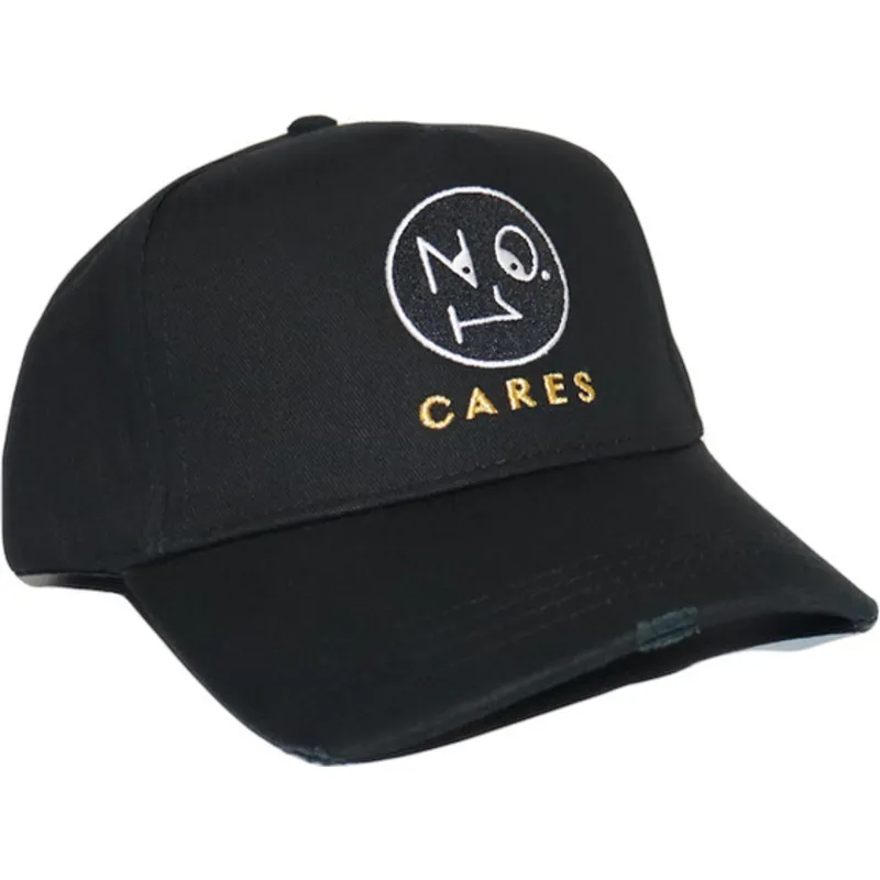 bojd-svart-justerbar-keps-no1-cares-distressed-black-gold-logo-fran-the-no1-face