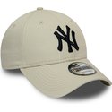 new-era-curved-brim-black-logo-9forty-league-essential-new-york-yankees-mlb-beige-adjustable-cap