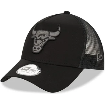 Schwarze Trucker-Kappe mit schwarzem Logo 9FORTY A Frame Tonal von Chicago Bulls NBA von New Era