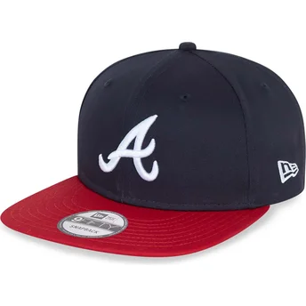 Marineblaue und rote flache Snapback-Kappe 9FIFTY Essential der Atlanta Braves MLB von New Era