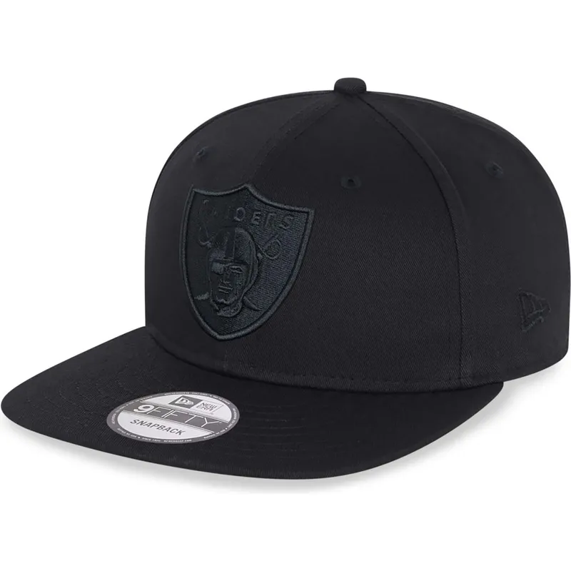 cappello-piatto-nero-snapback-con-logo-nero-9fifty-dei-las-vegas-raiders-nfl-di-new-era