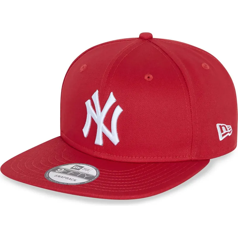 cappello-piatto-rosso-snapback-9fifty-essential-dei-new-york-yankees-mlb-di-new-era