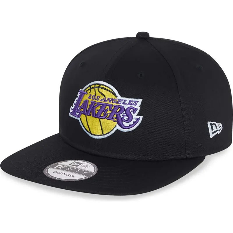cappello-piatto-nero-snapback-9fifty-essential-dei-los-angeles-lakers-nba-di-new-era