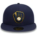 cappello-piatto-blu-marino-regolabile-59fifty-authentic-on-field-dei-milwaukee-brewers-mlb-di-new-era