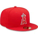 cappello-piatto-rosso-aderente-59fifty-authentic-on-field-dei-los-angeles-angels-mlb-di-new-era