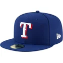 cappellino-piatto-blu-aderente-59fifty-authentic-on-field-dei-texas-rangers-mlb-di-new-era