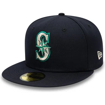Marineblaue angepasste 59FIFTY Authentic On Field Flat Cap der Seattle Mariners MLB von New Era