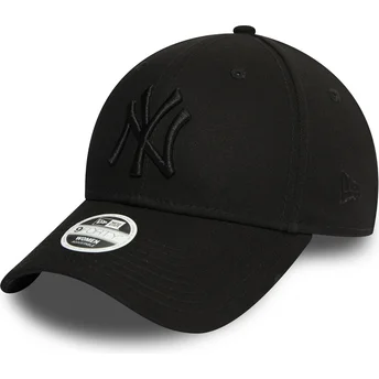 Buet sort justerbar kasket med sort logo til kvinder 9FORTY Essential fra New York Yankees MLB fra New Era