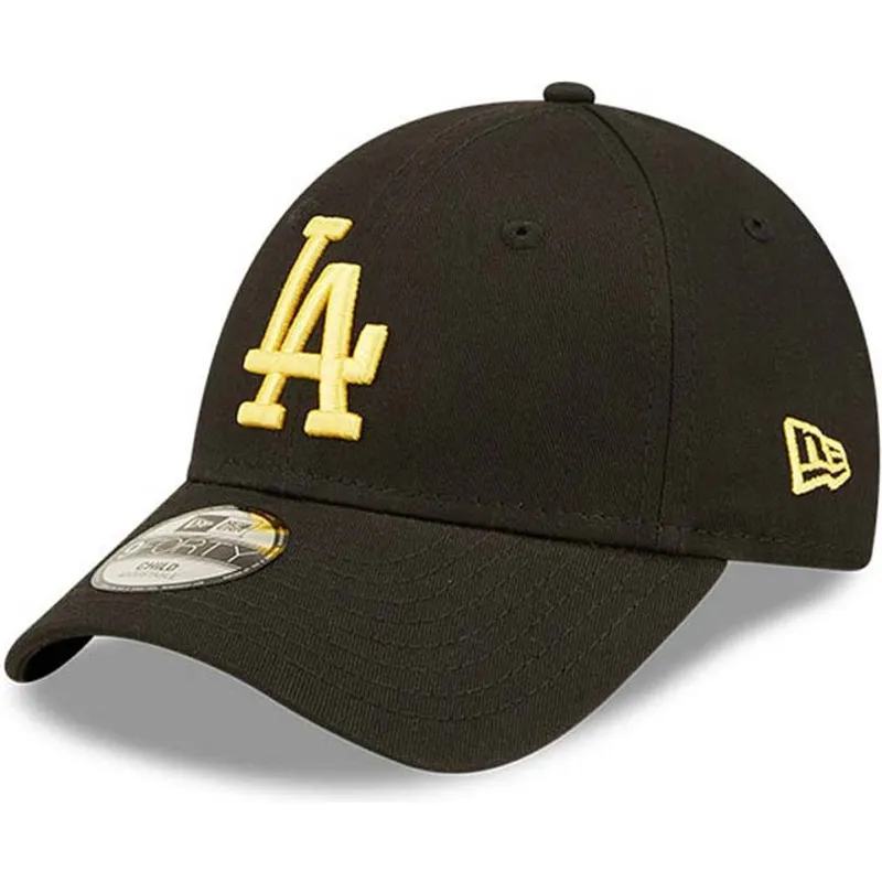 mutzen-gebogen-schwarz-verstellbares-band-fur-kinder-dorado-9forty-league-essential-der-los-angeles-dodgers-mlb-von-new-era