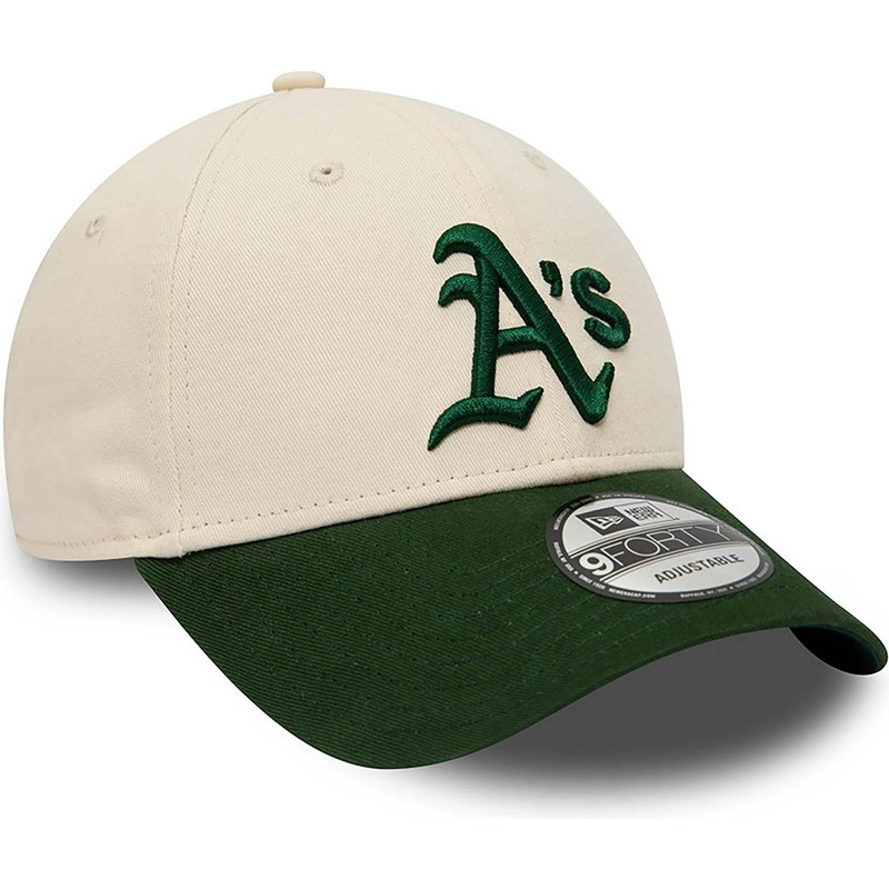 new-era-curved-brim-9forty-oakland-athletics-mlb-beige-and-green-adjustable-cap