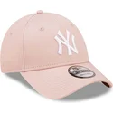 cappellino-curva-rosa-regolabile-con-logo-bianco-9forty-league-essential-dei-new-york-yankees-mlb-di-new-era