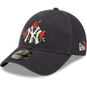 cappelli-curva-blu-marino-cinghia-regolabile-9forty-flower-dei-new-york-yankees-mlb-di-new-era